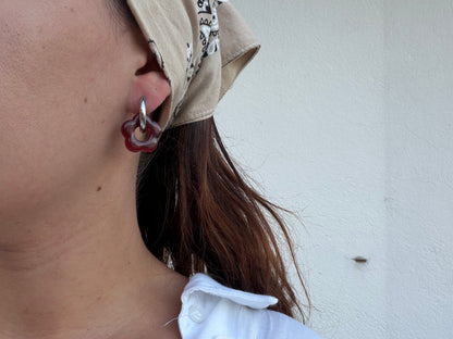 Boucle d'oreille Marguerite rouge