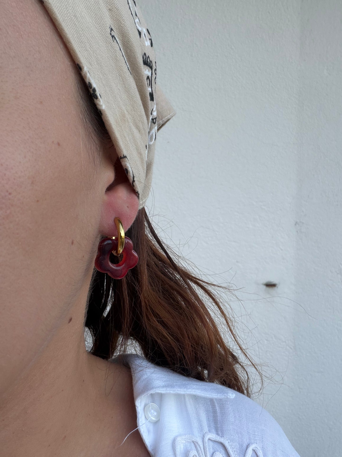 Boucle d'oreille Marguerite rouge